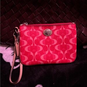 Coach Red and Pink Signature Wristlet